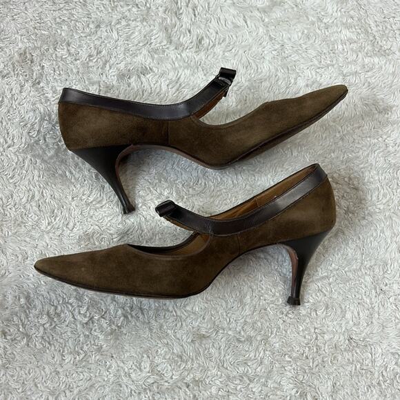 Lifestride brown suede and leather bow pointed toe heels, size 6 AA narrow - Picture 4 of 10